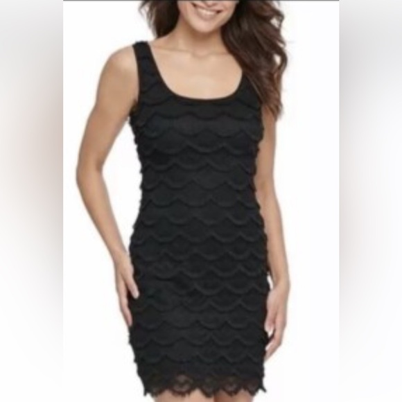GUESS 'Maria' Black Fringe Cocktail Dress - Picture 1 of 8
